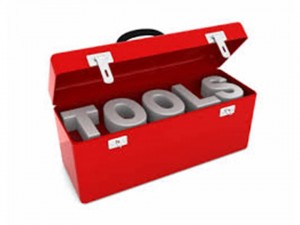 Tools word in a tool box image